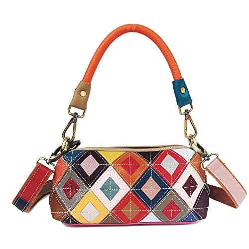 Riutiru Handmade Cowhide Multi-color Block Random Stitching Unique Style Women's Bag - Crossbody, Shoulder and Handheld (C-1120)