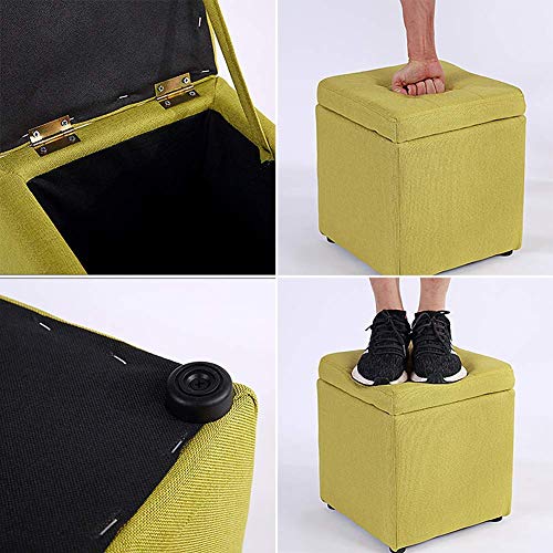Tabouret de rangement en lin premium et structure bois massif élégante 40cm