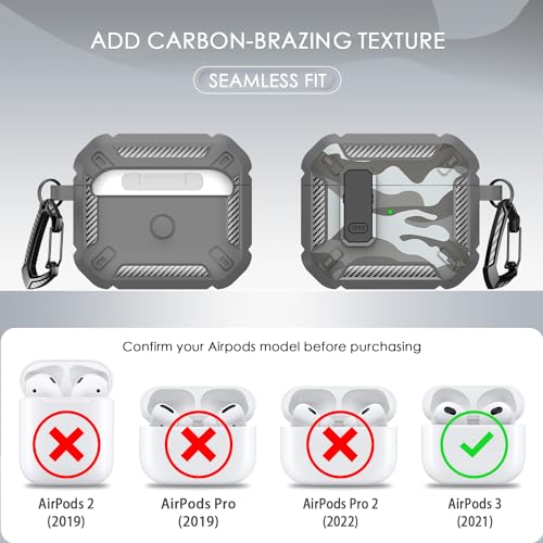 Image of RFUNGUANGO for AirPods 3 Case Carbon Fiber Series, Grey Camo