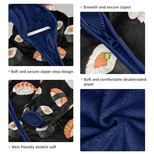 CHIFIGNO Sushi Black Toddler Winter Jacket, Kids Zip up Hoodie Soft for Fall Winter Spring 3T3