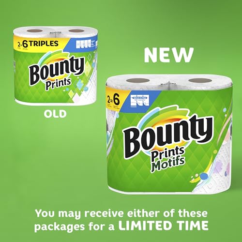 Image of Bounty Select-A-Size Paper Towels, Prints, 2 Triple Rolls = 6 Regular Rolls (Packaging May Vary)