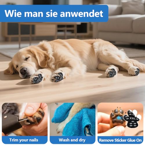 GXGM 12 Stück Hund Pfotenschutz Robuste Anti-Rutsch, Hunde Schuhe, Krallenkappen