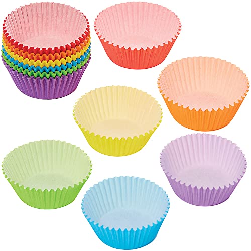 Baker Ross FX764 Moules à cupcakes aux couleurs de l'arc-en-ciel - paquet de 102, essentiels de la pâtisserie pour la fabrication de cupcakes