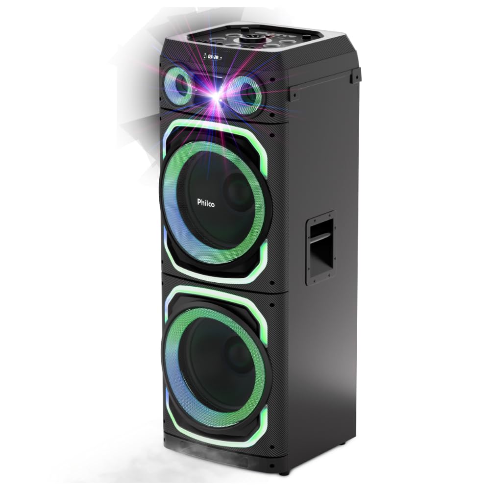 Caixa de Som Torre Philco PCX39000 15"pol Efeito Fumaça TWS 3900W-Bivolt