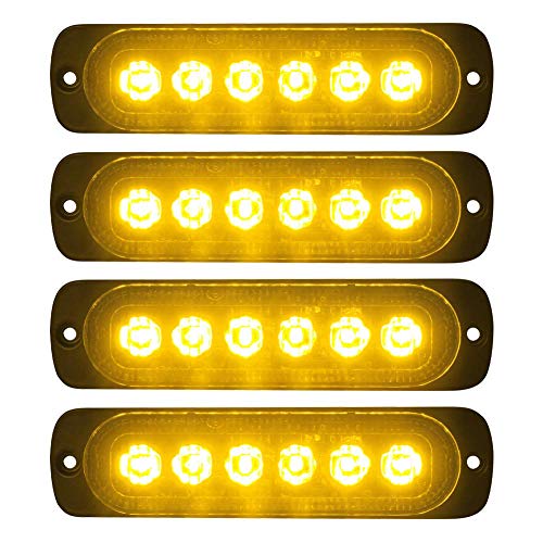 Heylas Ultraflache 6 LED Aufputz Kühlergrill Blitzlichter für LKW PKW Mini LED-Notlicht Warnblinker 12-24V