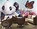 Carta da parati 3D Personalizzato Murale Immagine non tessuta Adesivo murale 3 D La farfalla panda Pittura Foto 3D Muro murales Carta da parati 450X300 cm