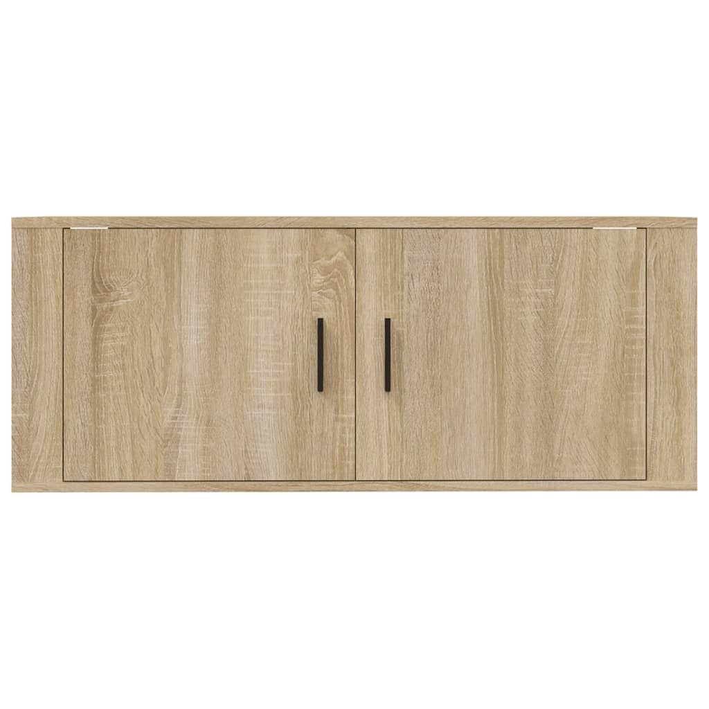 Naścienna szafka pod telewizor dąb Sonoma, 100 x 34,5 x 40 cm, pływający regał na media, wytrzymała konsola z 2 półkami, do salonu, stabilna, uniwersalna podstawka pod telewizor
