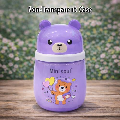 Image of Baby Powder Puff with Opaque Container Soft Feather Sponge Powder Applicator for Newborn & Infant Mess-Free, Leak-Proof, Baby-Safe Design Purple