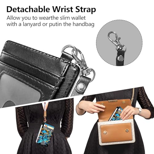 Slim RFID Blocking Card Holder Wallet with Wrist Strap - Minimalist Front Pocket Wallet, Luminous Mushroom Design, PU Leathe, for Men & Women, Ideal for Travel & Gifts3