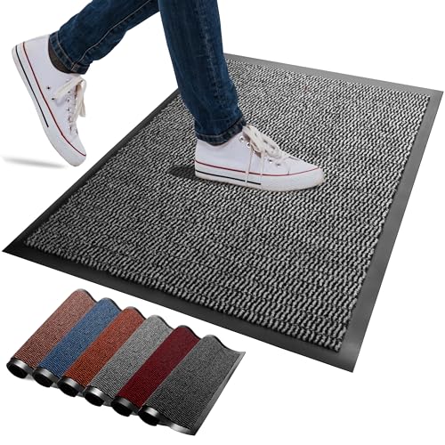 FB FunkyBuys Washable Door Mats Indoor & Outdoor - Non-Slippery Heavy Duty Doormats Indoor - Highly Absorptive Rubber Door Mat - Perfect for Kitchen, Home and Hotel Entrance (Grey, 60x180)