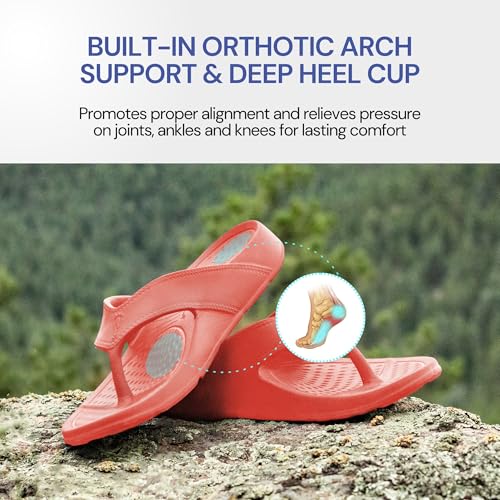 Image of NUUSOL Unisex Cascade Flip Flops; Non-Slip Hiking /Plantar Fasciitis Footwear; Soft Cushion, Lightweight & Comfortable; Arch Support & Textured Footbed, Pain Relief for Joint, Neck & Back Injuries