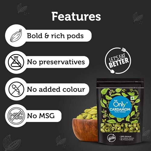 Image of On1y Green Cardamom, 50 gm, Elaichi, Chhoti Elaichi, Bold Size Full Pods, Additive Free, All Natural