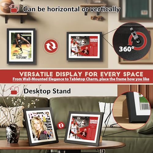 image for JupDec Sports Magazine Frame, Premium Wood Display Case for 8