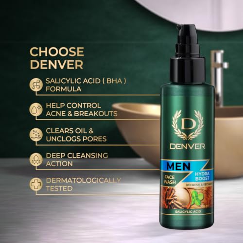 Image of Denver Hydra Boost Face Wash - 100 ML | Acne Control Face Wash For Men | Fights Acne and Pollution | All Skin Type