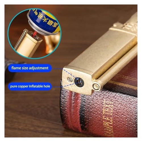Encendedor de butano latón antiguo con llama de soplete miniatura 4