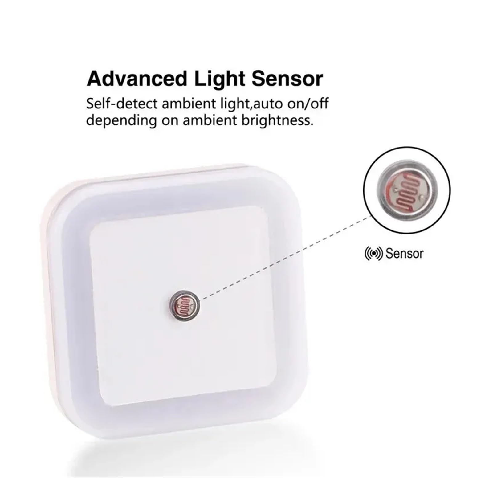 Sensor de luz LED nocturna con enchufe europeo, Mini luces nocturnas cuadradas for bebés, niños, sala de estar, dormitorio, lámpara de iluminación del pasillo