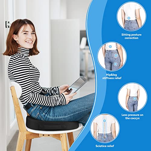 Seat Cushion, Memory Foam Cushion for Office Chair, Car Seat, Airplane, Chair Pad for Postpartum Pregnancy, Sciatica Tailbone Back Pain Relief for Long Sitting Workers, Car Drivers, Black - Image 4