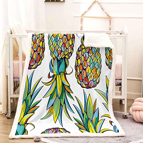 Couverture sofa ananas effet 3D en flanelle haut de gamme