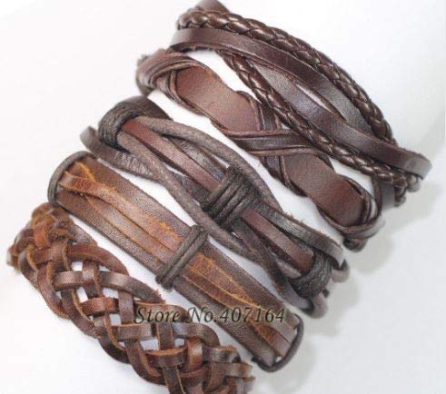 3 Pulseiras Bracelete de couro sintético Unissex masculina feminina ajustável