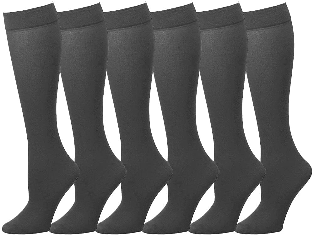 Falari 6 or 12 Pairs Women Trouser Socks with Comfort Band Stretchy Spandex Opaque Knee High