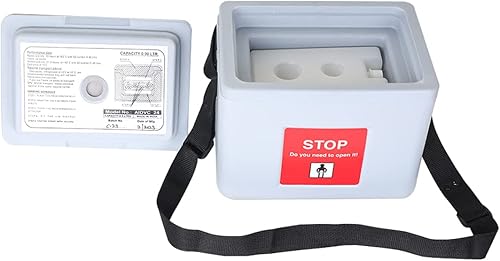 Miniatura 6 de Caja portadora de vacunas con 2 bolsas de hielo, caja de almacenamiento de vacunas pequeña (0.90 LTR), color gris