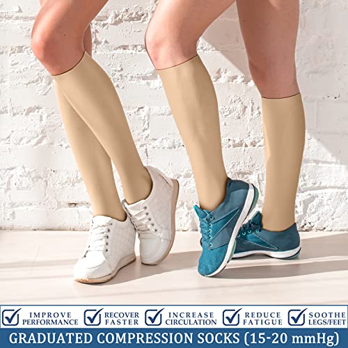 Image of FEYHAY Copper Compression Socks (3 Pairs) 15-20 mmHg Circulation is Best Athletic & Daily for Men & Women, Running, Climbing