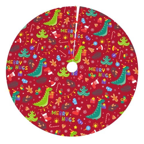 Christmas Dinosaur Tree Xmas Red 36 Inch Christmas Tree Skirt Carpet Mat Funny Party Soft Cover Mat Decor Supplies for Xmas Halloween Decorations Occasion Farmhouse