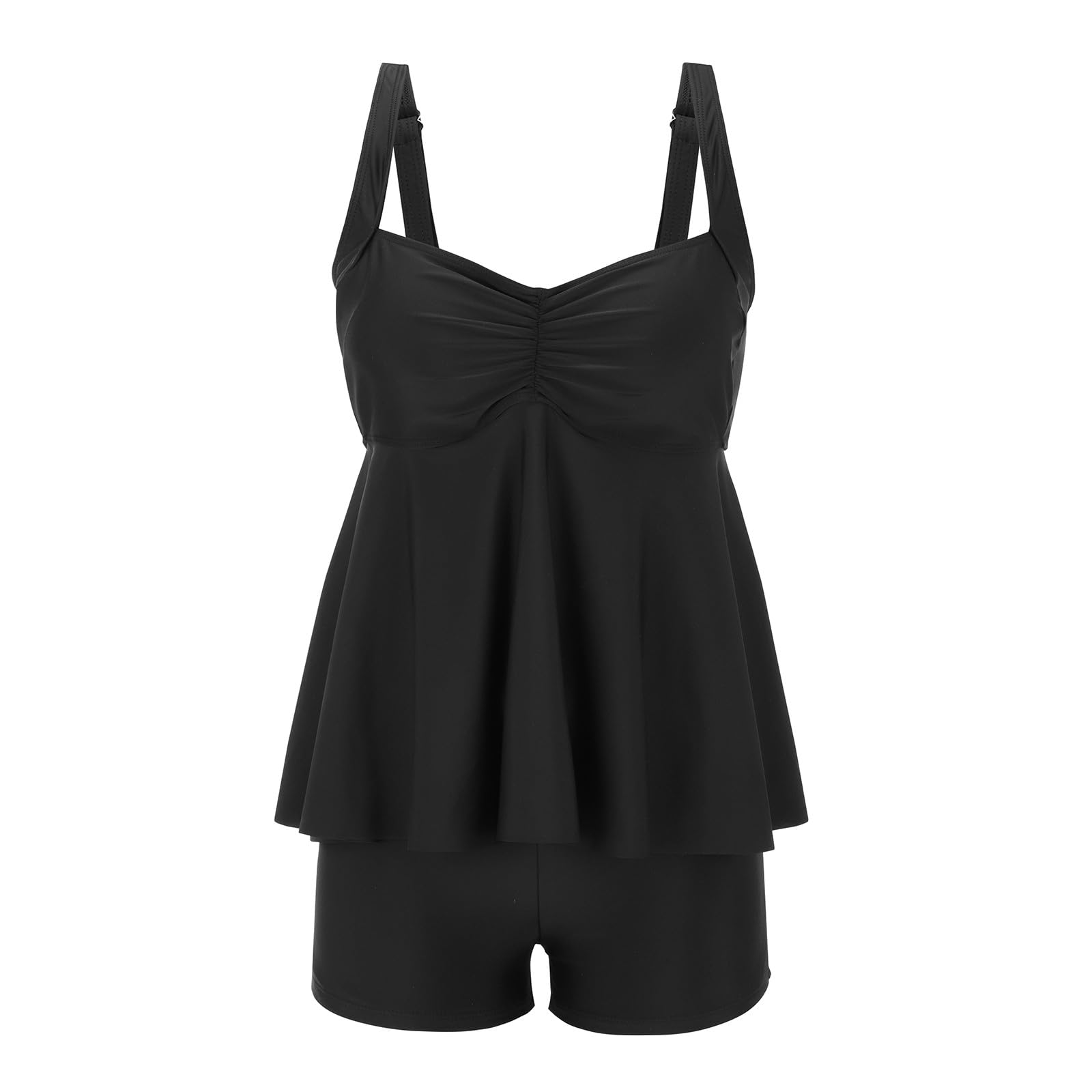 Generico Tankini Donna Mare Costume da Bagno Due Pezzi Push Up Canottiera e Pantaloncino Beachwear per Spiaggia Piscina Costumi Interi Donna Curvy