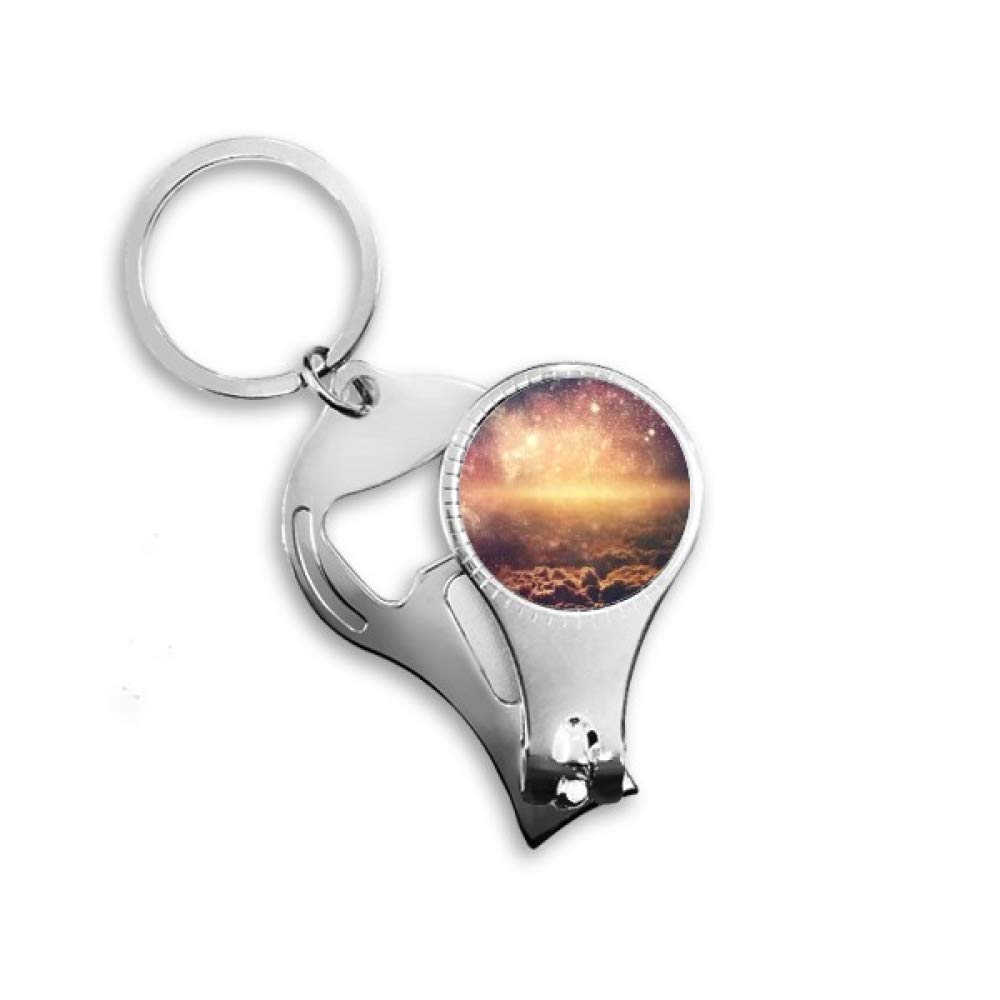 Porte-clé avec motif nébuleuse cosmique Golden Space pendentif