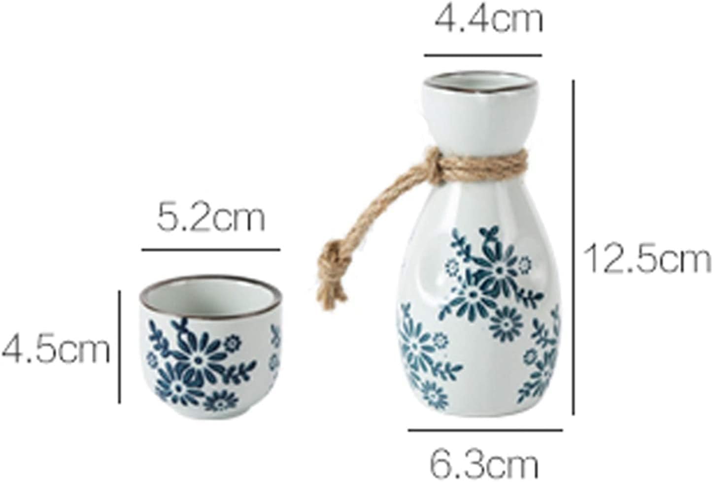 Sake Wine Set, Wine Glass,Vintage Ceramic Sake Pot Cups One Pot of Four Cups Set Flagon Liquor Cup Spirits Cups Set Sake Wine Set,Home Decor/Style 1