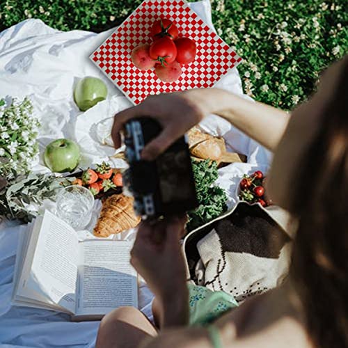 100 Sheets Red And White Checkered Dry Waxed Deli Paper Sheets, Grease Resistant Checkered ,Checkered Paper ,Deli Liner ,Checkered Paper Liners ,Checkered Basket Liners/Deli Paper (11.5''X11.5'') #TOP5