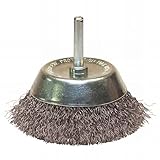 Leman - Konische Bürste auf Schaft aus gewelltem Stahldraht zum Abbeizen harter Holz/Metall, Durchmesser: 75 mm – Q. 6 x 30 mm – Draht 0,30 – 310,075 A