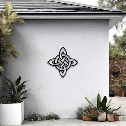 WPCJREU Celtic Witch Knot Metal Wall Art – Hand-Forged Iron Decor with Intricate Knotwork Design for Kitchen, Living Room, Office & Coffee Bar, Gothic Halloween Decor(30cm/11.81inch)
