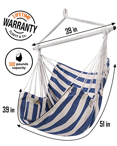 Advokair Hanging Chair Hammock Chair Swing (500 Lbs Max) - Comfortable Hanging Rope Swing For Bedroom, Outdoor Patio, Porch, Deck - Indoor And Outdoor - Sturdy Steel Bar With Anti-Slip Safety Rings #TOP3