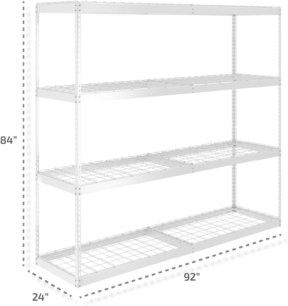 SafeRacks Freestanding Shelf | Steel Shelving Unit | 2'D x 8'W x 7'T (1-Pack, White)