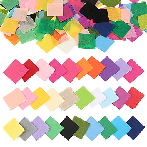 Outuxed 4800pcs 1inch Tissue Paper Squares, 30 Assorted Colors for Arts Craft DIY