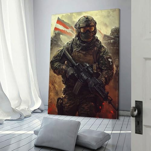 Toile decoration murale soldat drapeau pour revitaliser un salon