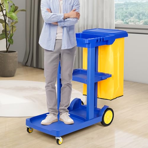 Carro de limpieza bimiti de 83x46x90 cm ideal para pasillos de hotel y comercios 7