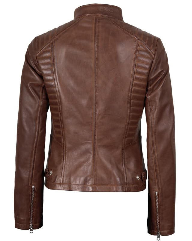 Image of Decrum Leather Jacket for Women - Real Lambskin Casual Leather Jackets Womens