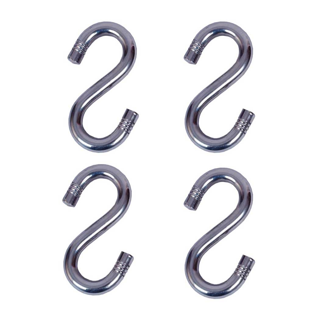 Strong Stainless Steel S Hooks for Hanging Heavy Duty Swing Chain Link Rod Kit Hanging Jhula Patio Accessories Capacity of 1000 KG (Pack of 4)