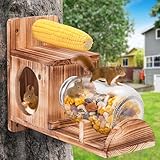 Squirrel Feeder, Wood Squirrel Feeders for Outside, Chipmunk Feeder for Corn...