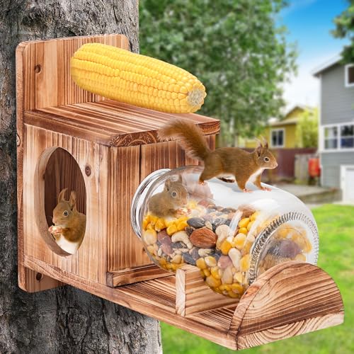 Squirrel Feeder, Wood Squirrel...