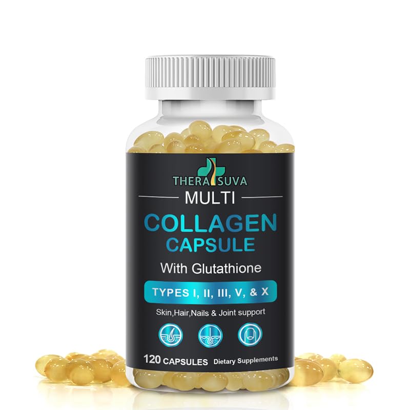 glutathione collagen complex Amazon.com: TheraSuva Complete Multi Collagen Complex – Types I, II, III, V  & X + Biotin & Vitamin C – Hair, Skin, Nails & Mobility Support, 2 Month  Supply, 120 Softgels : Health & Household