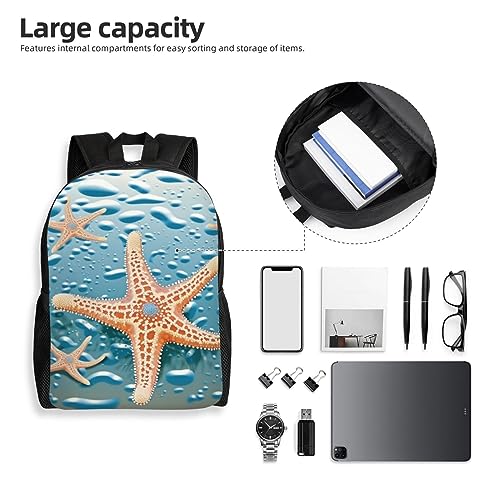Mochila impermeable con estampado de estrella de mar negra miniatura 6