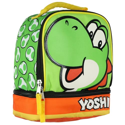 AI ACCESSORY INNOVATIONS Super Mario Yoshi Lunch Box Dual Compartment Insulated Lunch Tote 10'