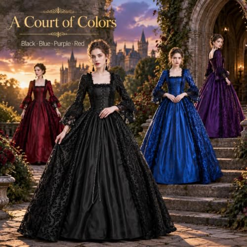 Women's Gothic Dress Victorian Medieval Queen Costume Masquerade Ball Gown - image 4