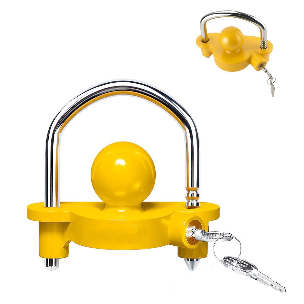 Anhängerschloss, Anhänger Schloss mit 2 Schlüssel für Anhängerkupplung, Diebstahlsicherung Kupplungsschloss Anhänger Abschleppsperre für Kupplungs-Einlass von 1-7/8 & 2 & 2-5/16 Zoll