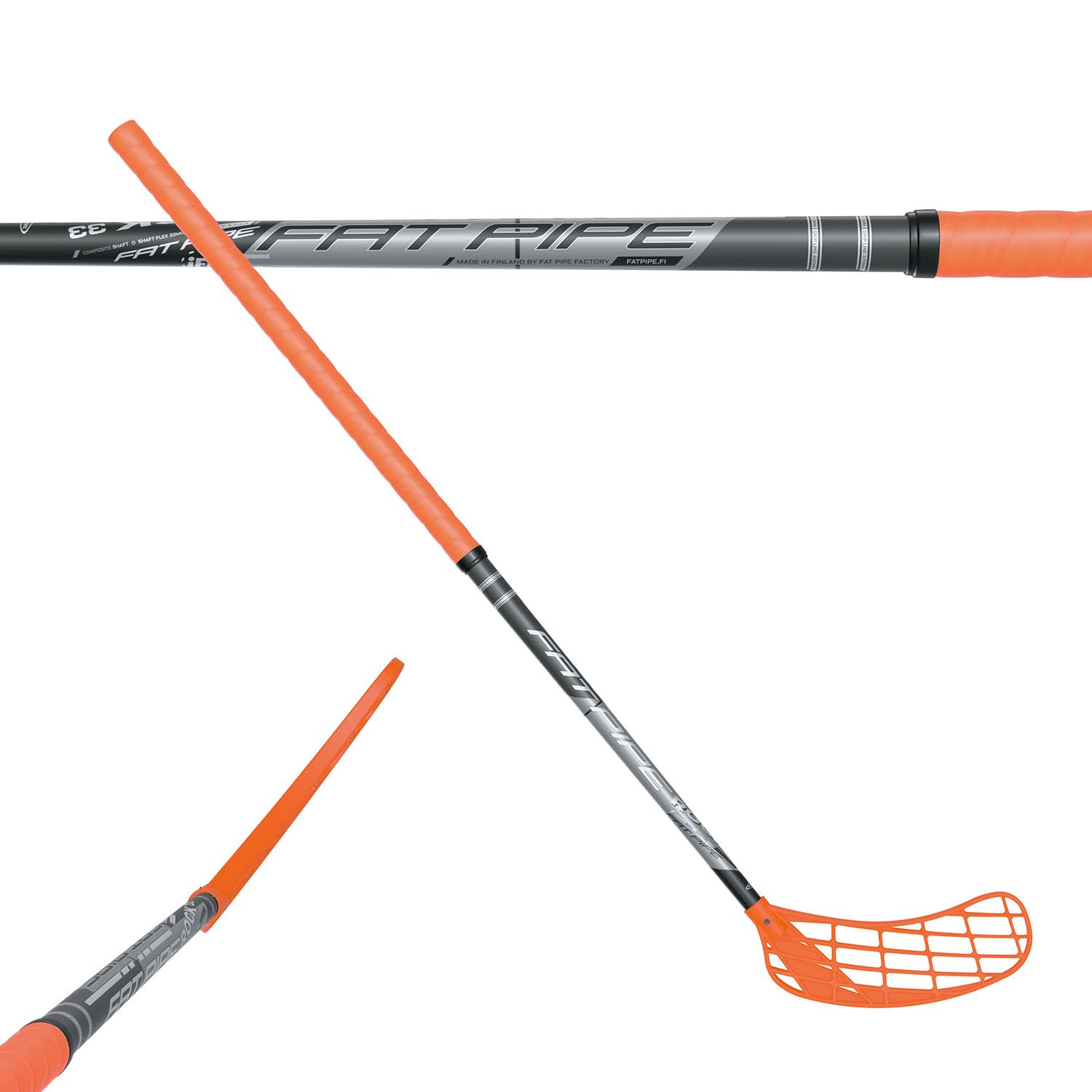 FAT PIPE | Floorball Unihockey Schläger Set Rock 33 Unihand mit gerader Schaufel | 2 Schläger und 1 Ball | Markenqualität aus Finnland