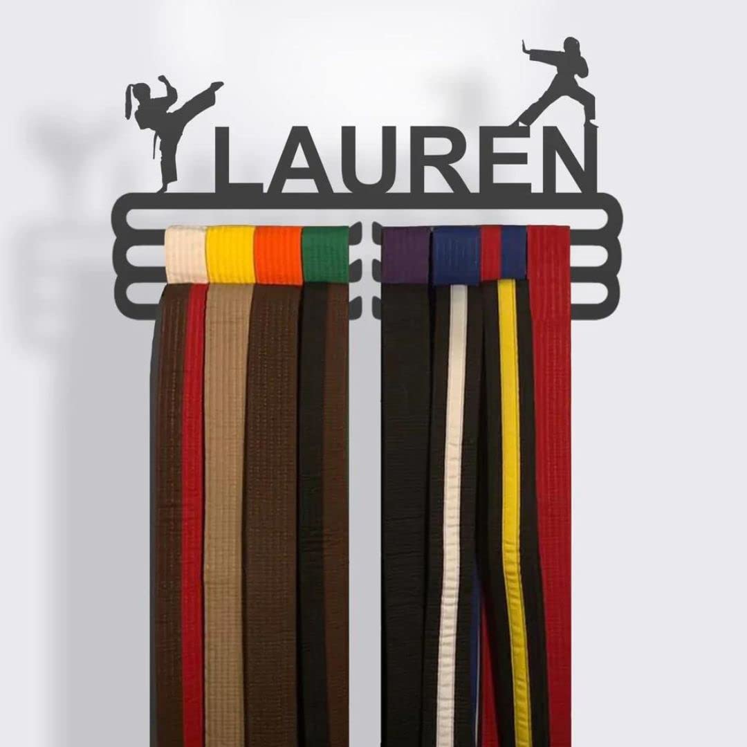 Athlete's Gift Shop Personalized Karate Belt & Medal Display Hanger - Durable Wall-Mounted Display for Awards, Trophies, and Medals - Sleek Design, Easy Installation - Made in The USA