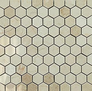 Crema Marfil 1 inch Hexagon Pattern Stone Tile Mosaics for Bathroom and ...